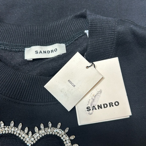Sandro SWEATSHIRT WITH RHINESTONE HEARTS Size
small NWT - Picture 3 of 8